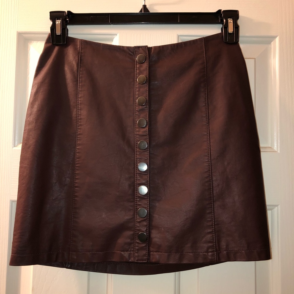 Free People leather burgundy skirt